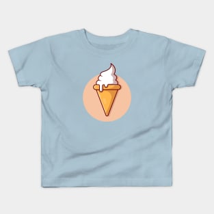 Ice Cream Cone Cartoon Vector Icon Illustration (2) Kids T-Shirt